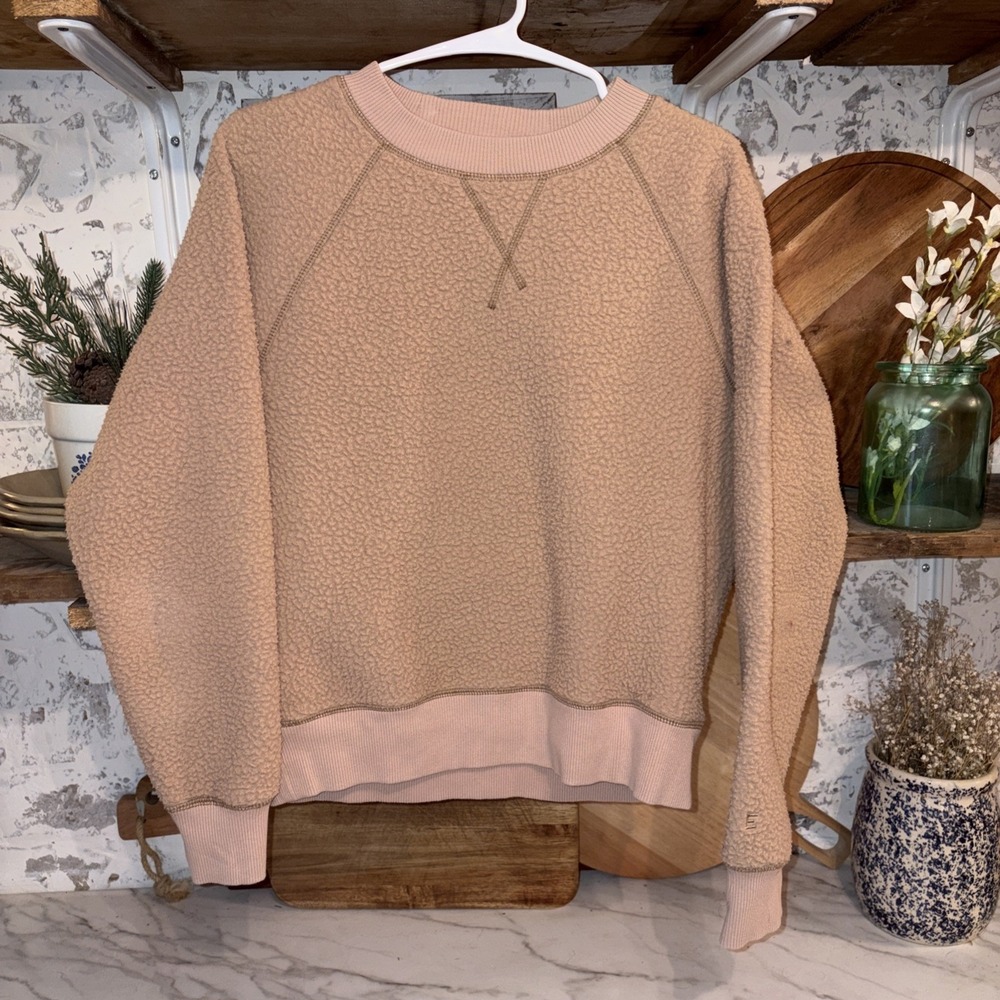 Everlane Renew Woman M Sherpa Cozy Pullover Crew Raglan Sweatshirt